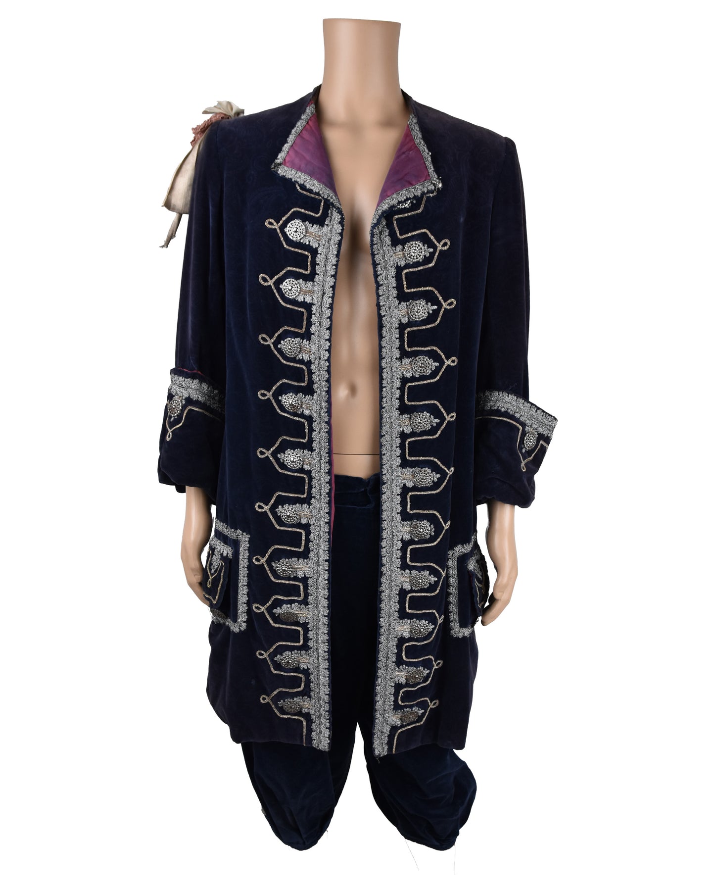 "Unknown Treasure" Navy Blue Velvet Overcoat and Trousers