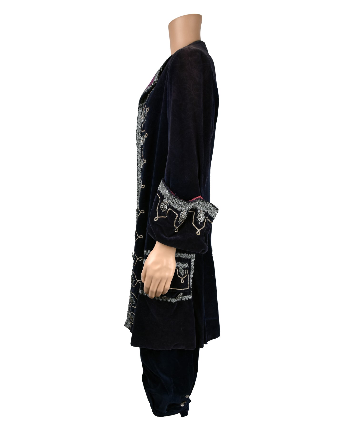 "Unknown Treasure" Navy Blue Velvet Overcoat and Trousers