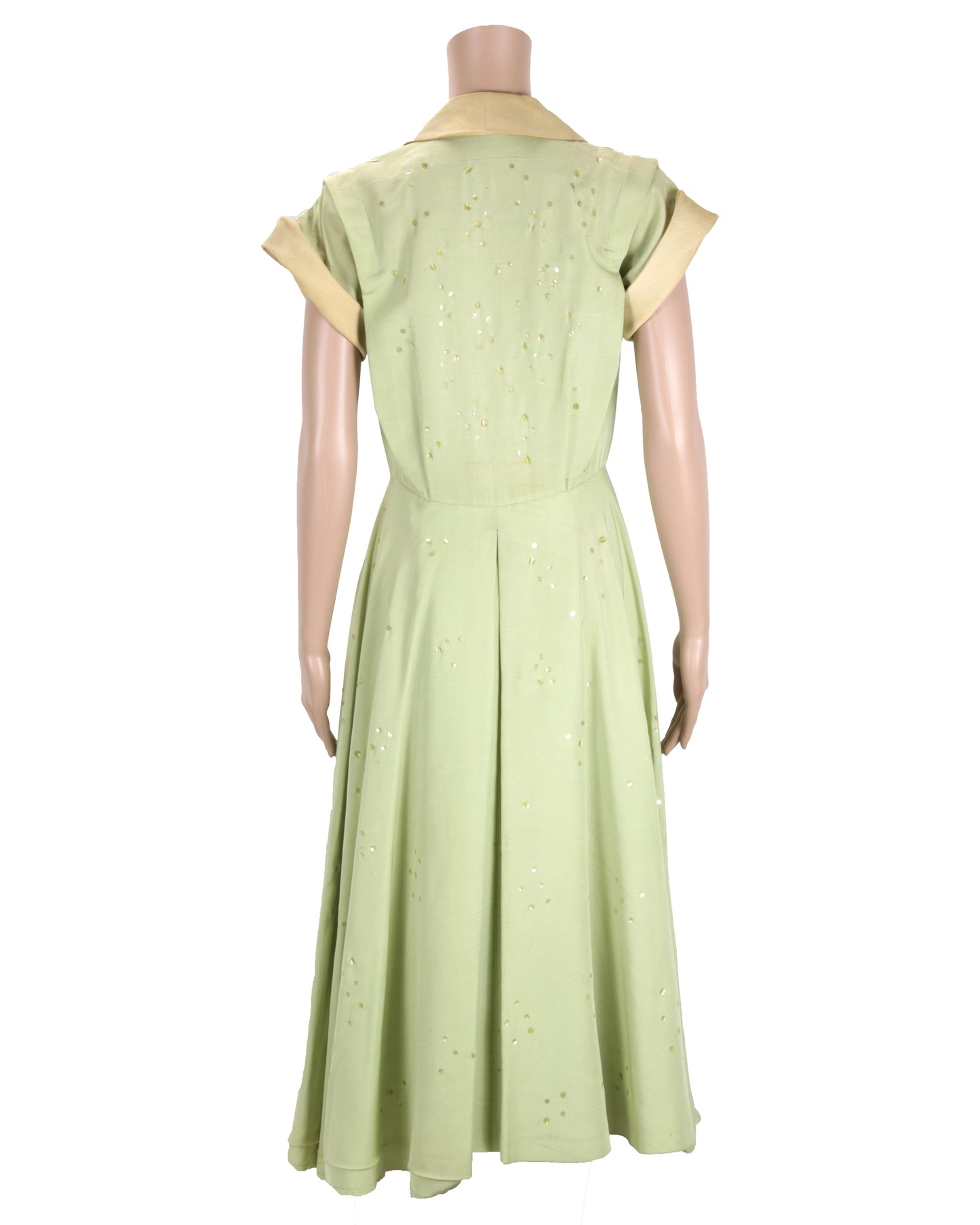 "Unknown Treasure" Green Silk Dress with Belt