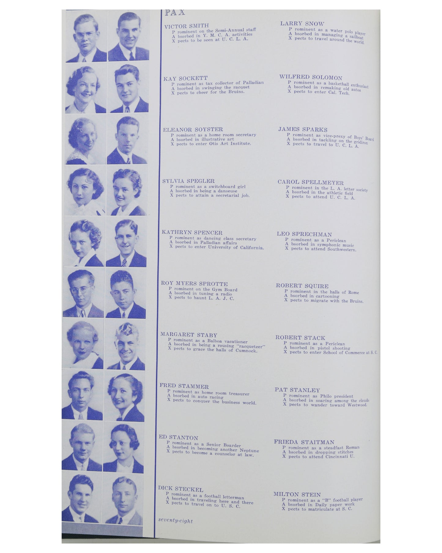 Robert Stack 1936 Los Angeles High School Yearbook