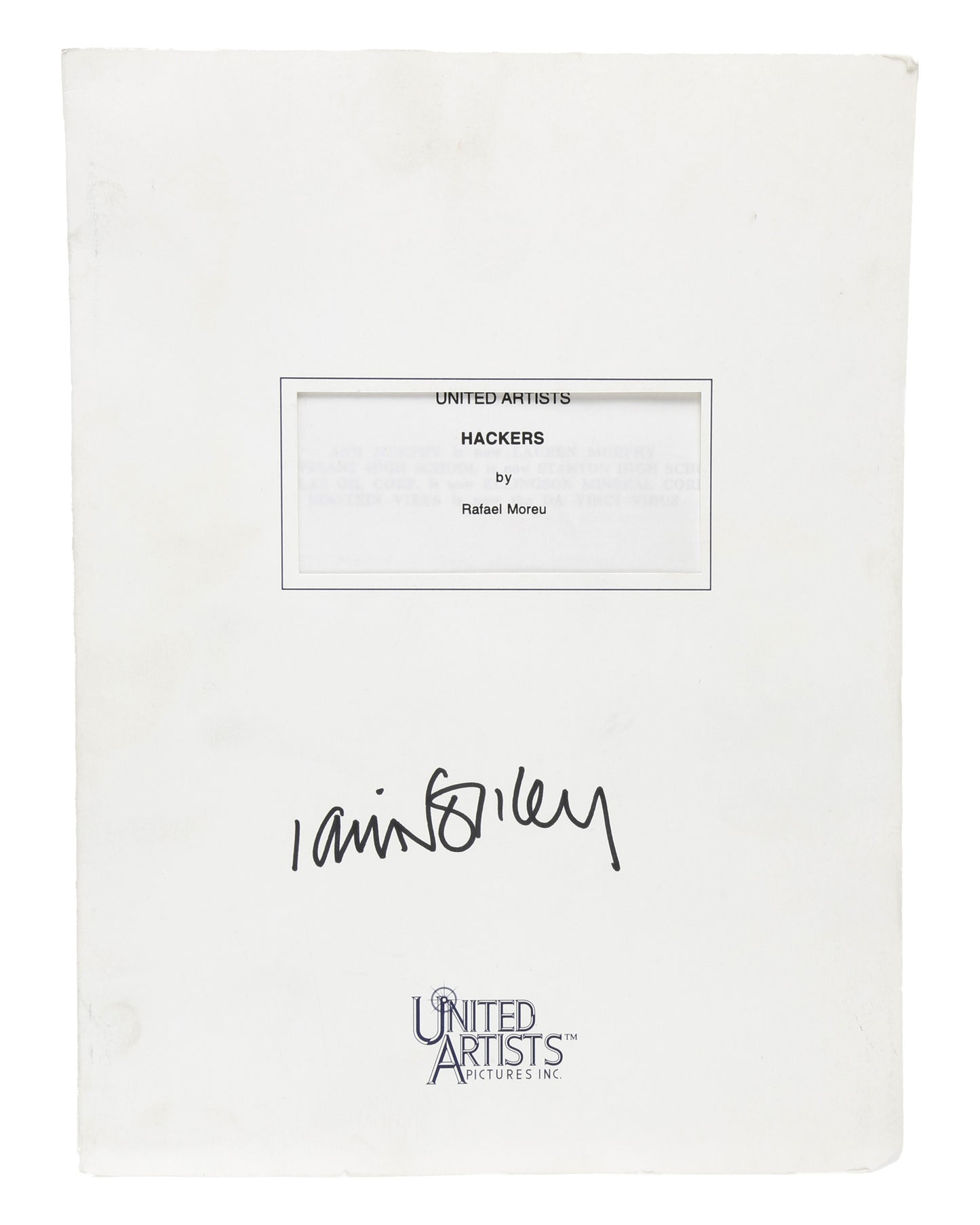 "Hackers" Iain Softley Autographed Script