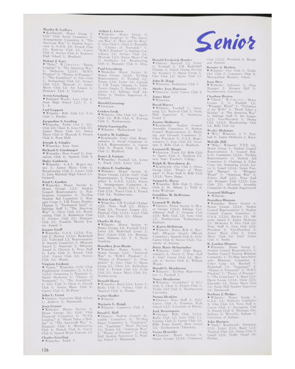 Charlton Heston 1941 New Trier High School Yearbook