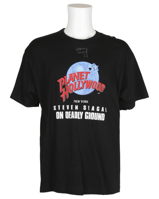 Autographed Planet Hollywood New York "On Deadly Ground" Steven Seagal Promotional T-Shirt