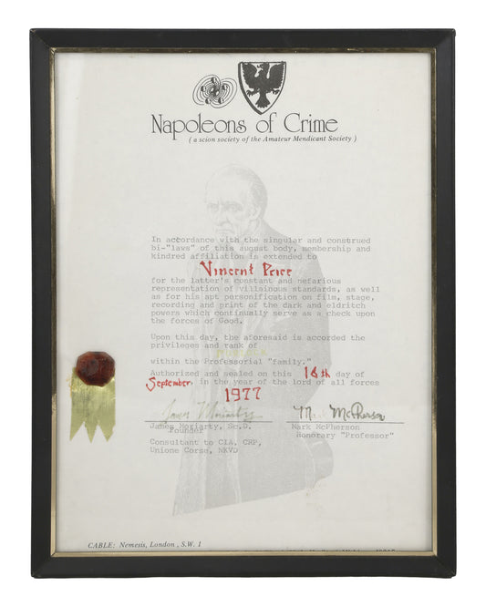 Two (2) Awards Given to Vincent Price
