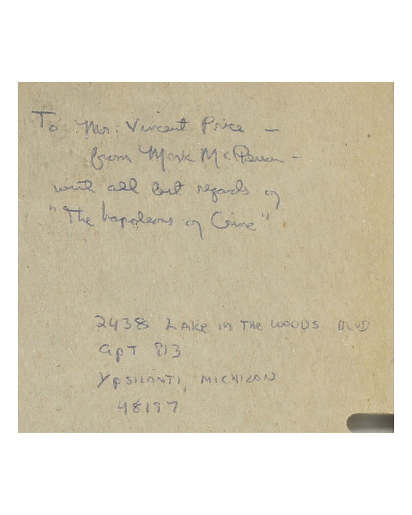 Two (2) Awards Given to Vincent Price