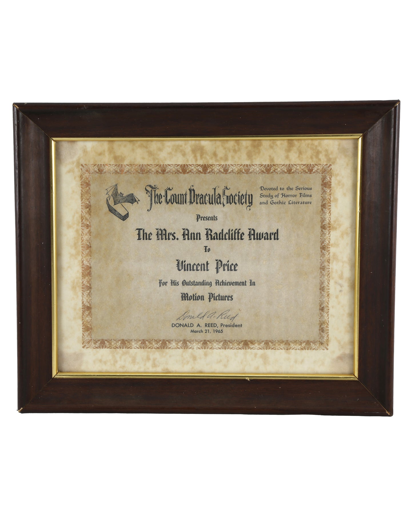 Two (2) Awards Given to Vincent Price
