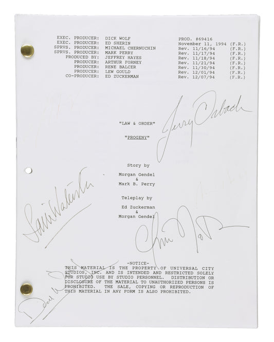 "Law & Order" (TV Series) Autographed Script - Including Jerry Orbach