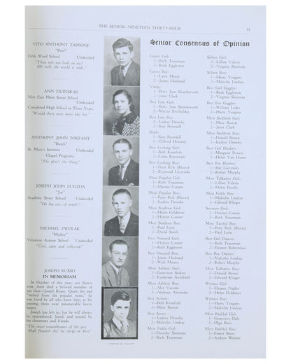 Kirk Douglas (Isadore Demsky) 1934 Wilber H. Lynch Senior High School Yearbook