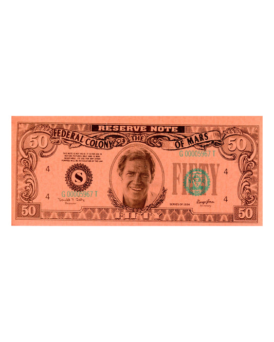 "Total Recall" (1990) Federal Colony of Mars Prop $50 Bill
