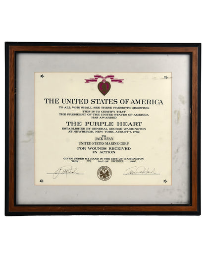 "Patriot Games" Jack Ryan's (Harrison Ford) Purple Heart Certificate