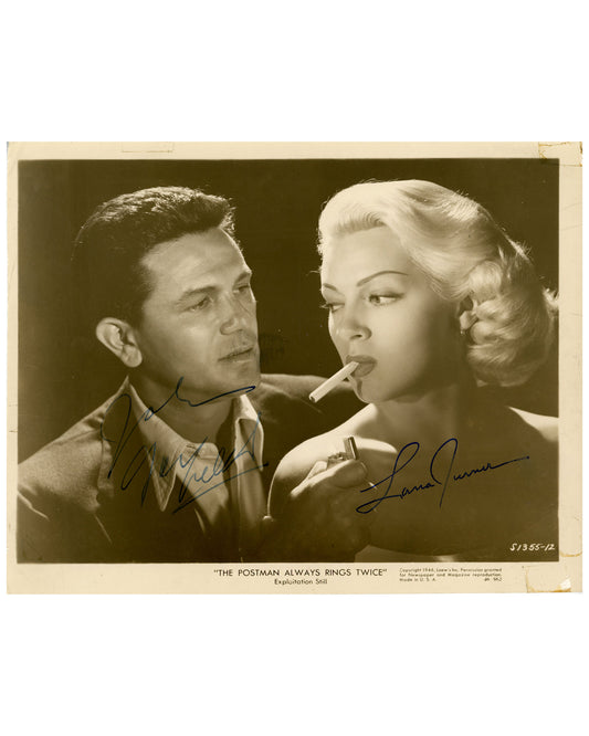 "The Postman Always Rings Twice" Autographed Lana Turner and John Garfield Photograph