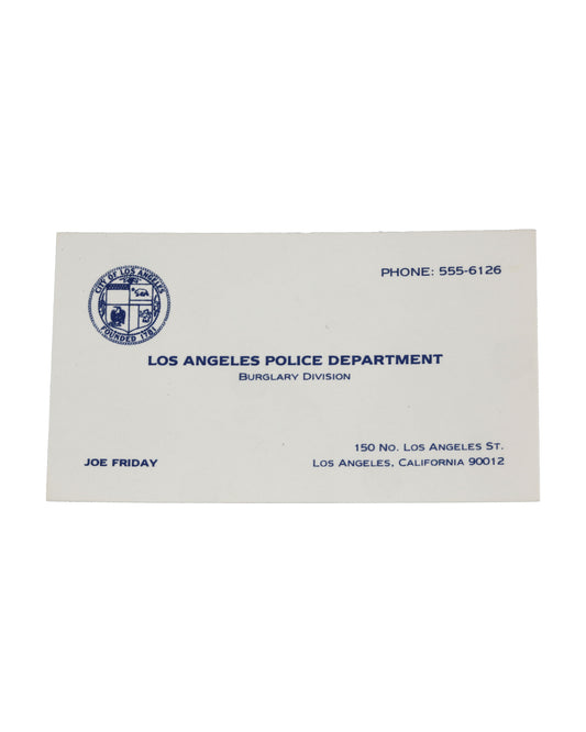 "Dragnet" Sgt. Joe Friday's (Dan Aykroyd) Business Card