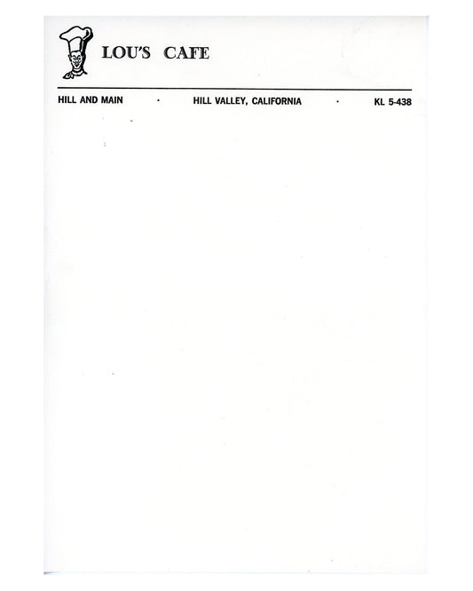"Back to the Future" Lou's Cafe Letterhead