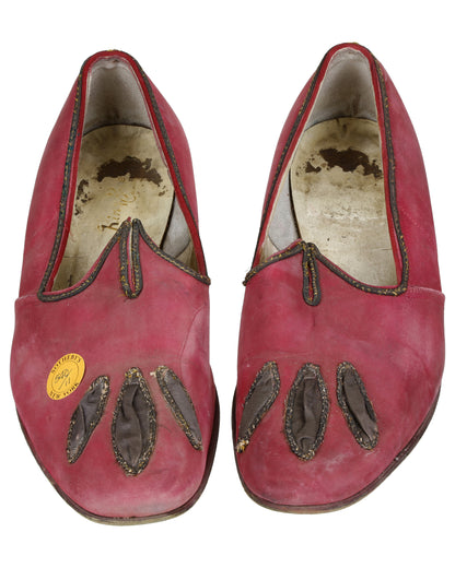 "Unkown Treasure" - Pair of Men's Rose-Colored Slippers (Possibly from "Young Bess")