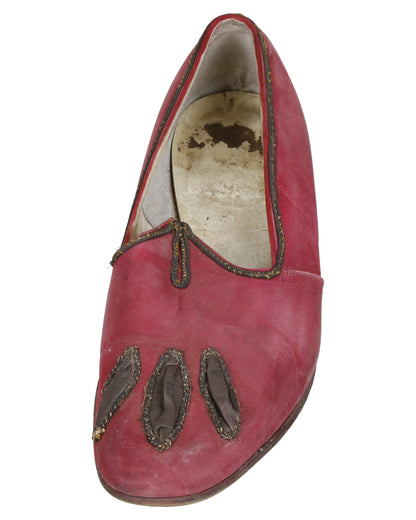 "Unkown Treasure" - Pair of Men's Rose-Colored Slippers (Possibly from "Young Bess")