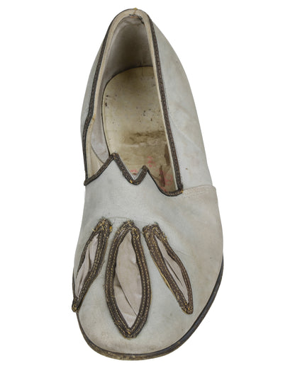 "Unkown Treasure" - Pair of Men's Light Gray Slippers (Possibly from "Young Bess")