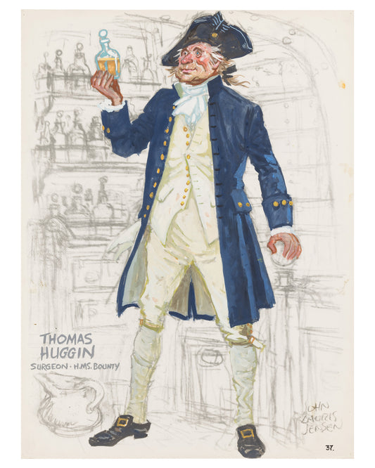 "Mutiny on the Bounty" (1962) John L. Jensen Signed Thomas Huggin Costume Sketch
