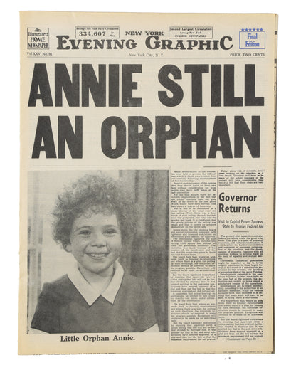 "Annie" (1982) Newspaper featuring Annie (Aileen Quinn)