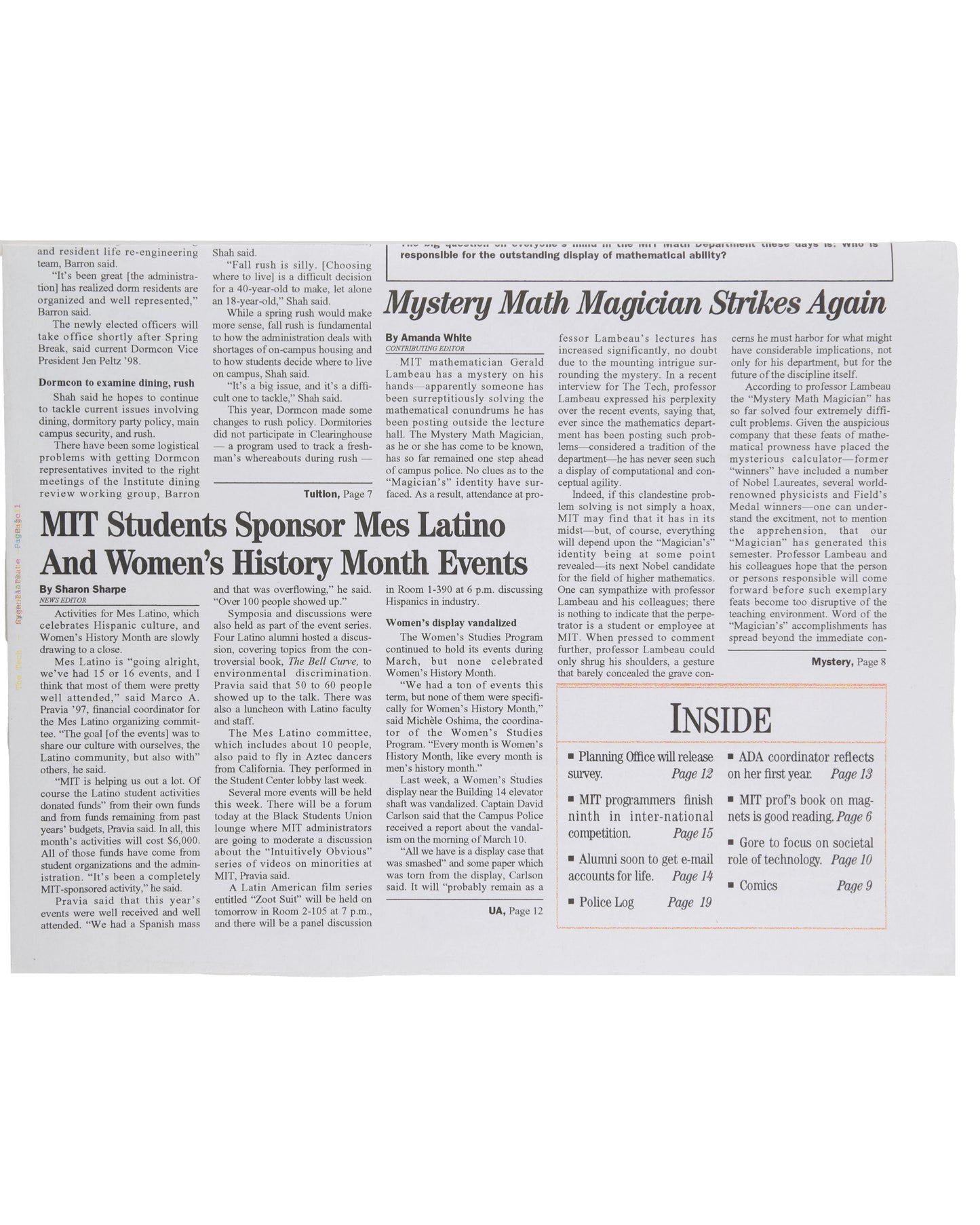 "Good Will Hunting" Prop "The Tech" Newspaper