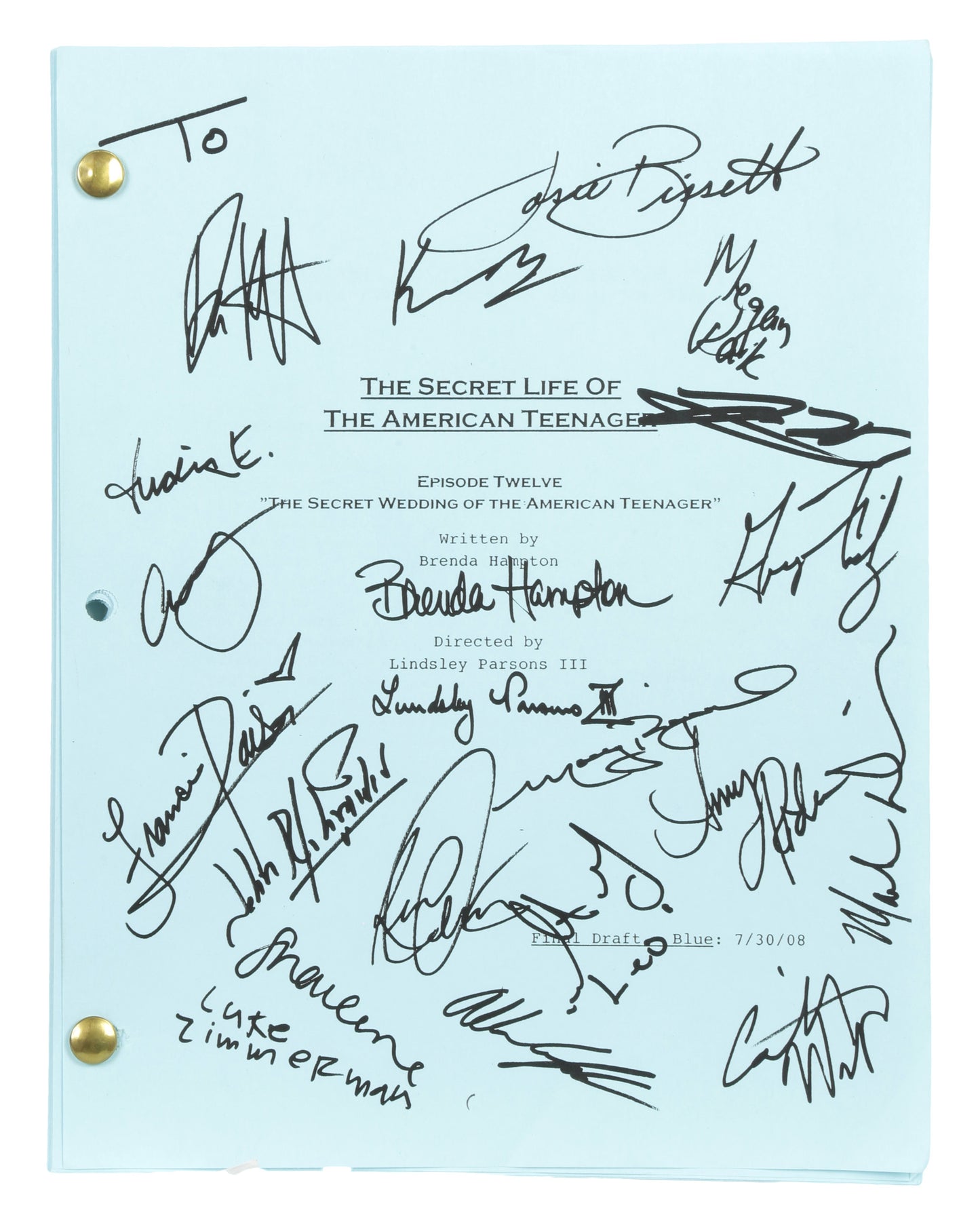 "The Secret Life of the American Teenage" (TV Series) Autographed Script